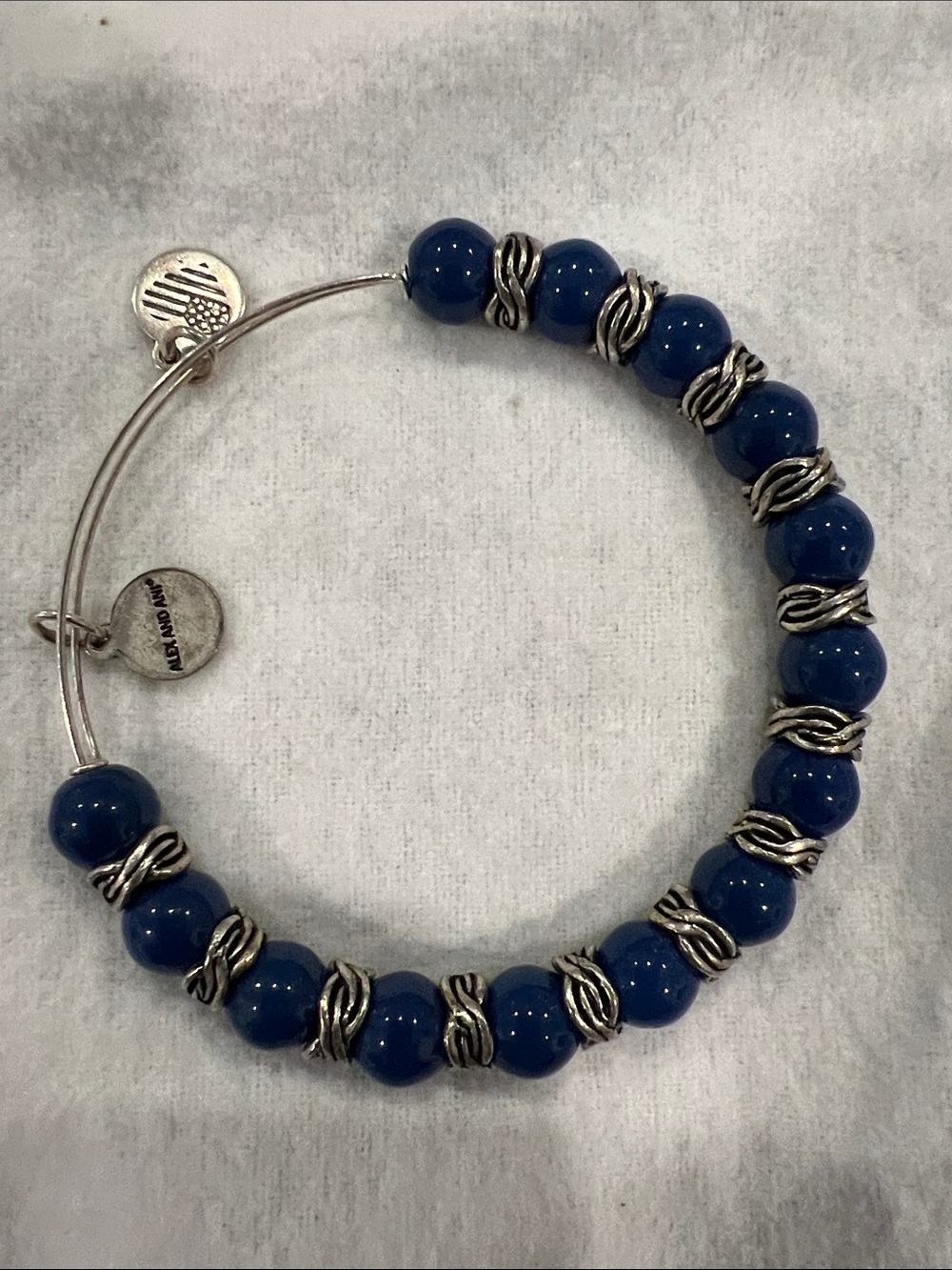 Alex and Ani Blue Beaded Expandable Bracelet with Silver Accents
